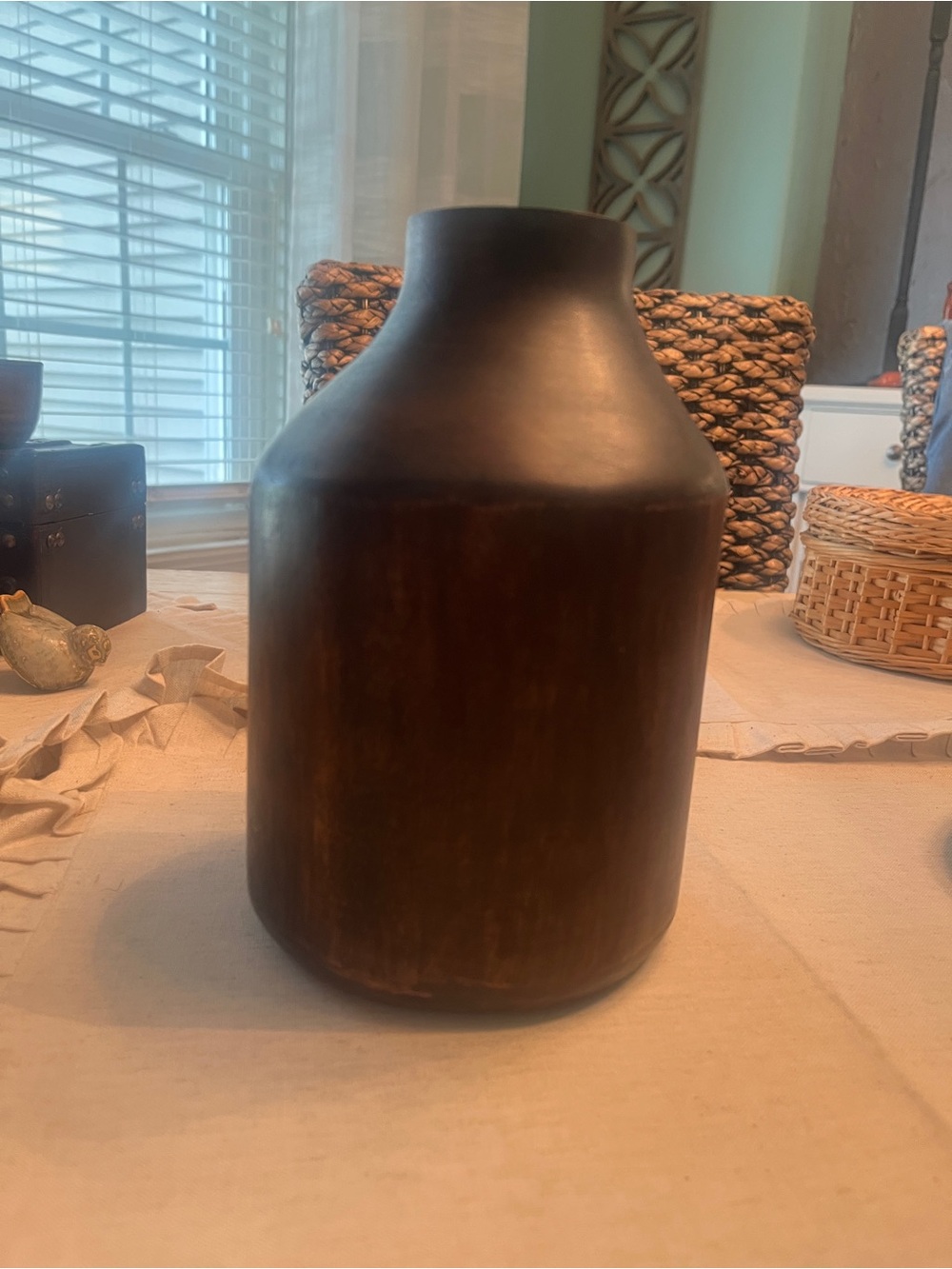 Minimalist Dark Brown Ceramic Vase - Home Accents
